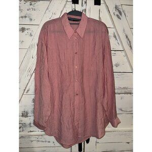 Zara -Crinkled Long Sleeve Blouse Button Down Peach Soft Pink Small Open Back